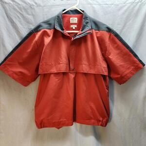 90s‎ Callaway Short Sleeve Wind Jacket Red Blue Brushed Oxford Mens Size Medium
